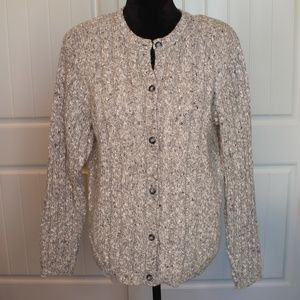 Baxter Wells Thick Grey Speckled Cardigan Sweater